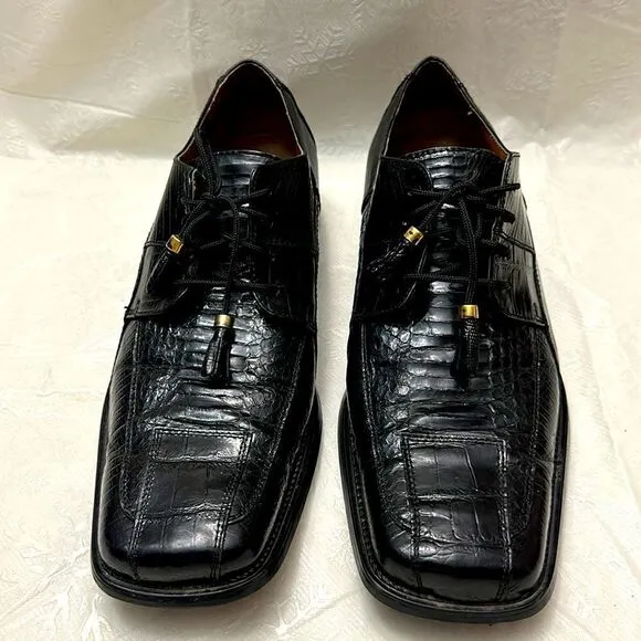 Stacy adams  men’s black genuine snake lace up dress shoes size 12M