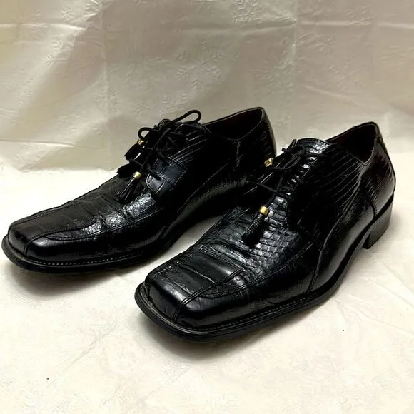 Stacy adams  men’s black genuine snake lace up dress shoes size 12M
