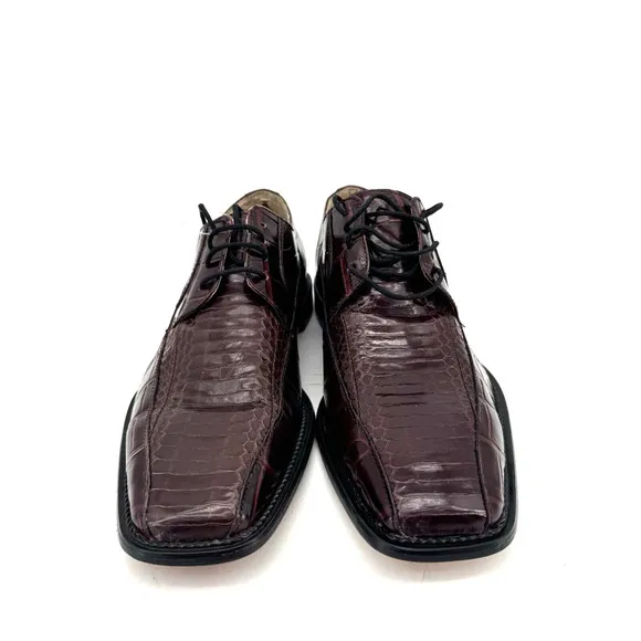 Stacy Adams Shoes Mens 8.5 Snake Skin Leather Dress Lace Up Jaxon Wine Red