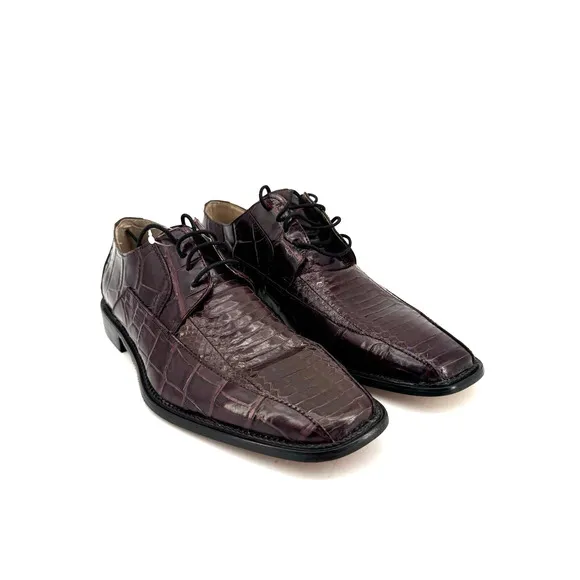 Stacy Adams Shoes Mens 8.5 Snake Skin Leather Dress Lace Up Jaxon Wine Red