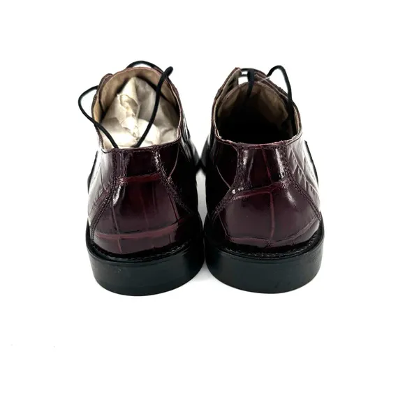 Stacy Adams Shoes Mens 8.5 Snake Skin Leather Dress Lace Up Jaxon Wine Red
