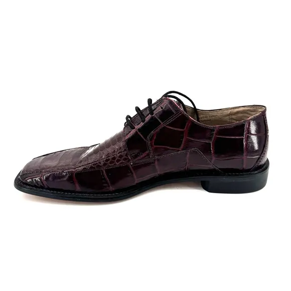 Stacy Adams Shoes Mens 8.5 Snake Skin Leather Dress Lace Up Jaxon Wine Red