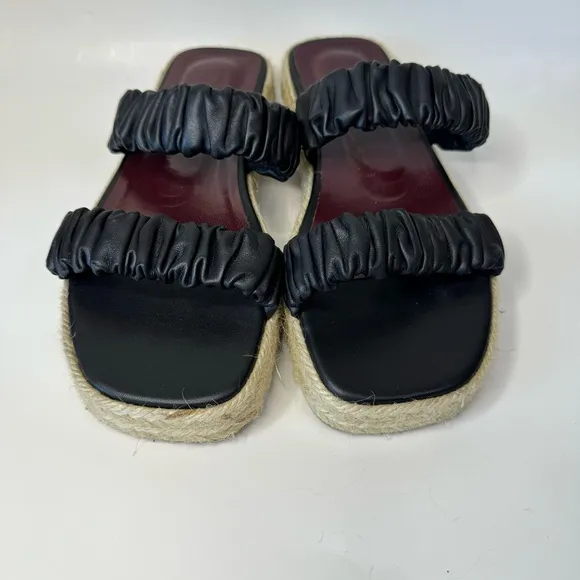 Staud Maya Runched Espadrille Slide Sandals