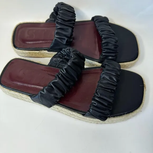 Staud Maya Runched Espadrille Slide Sandals