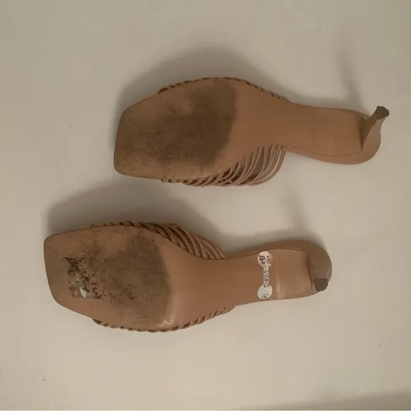 Stella McCartney Nude Leather Slides Size 37.5