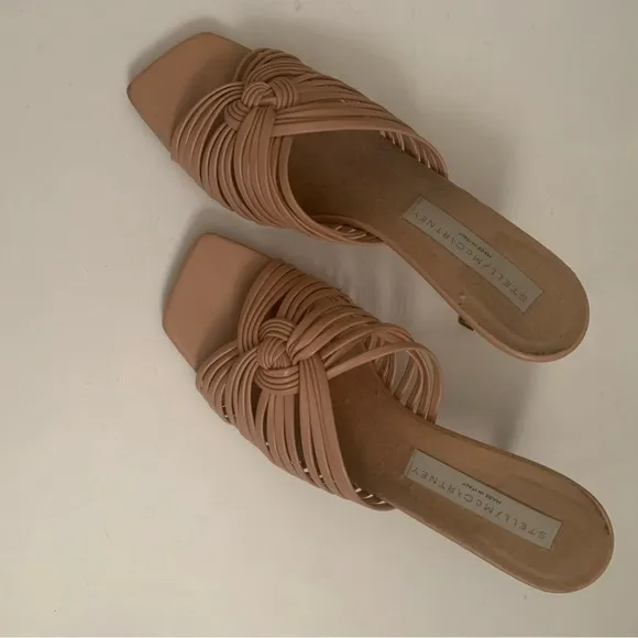 Stella McCartney Nude Leather Slides Size 37.5