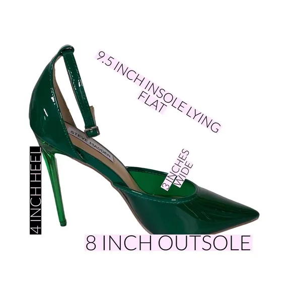 STEVE MADDEN &quot;OPAR&quot; GREEN PLASTIC STILETTO HEEL ANKLE STRAP PUMPS (6)