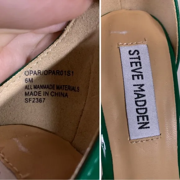 STEVE MADDEN &quot;OPAR&quot; GREEN PLASTIC STILETTO HEEL ANKLE STRAP PUMPS (6)