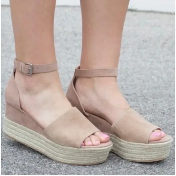 Steve Madden Apolo Suede Leather Espadrille Platform Sandals Size 9.5