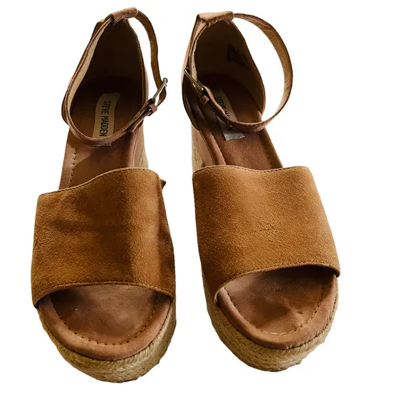 Steve Madden Apolo Suede Leather Espadrille Platform Sandals Size 9.5