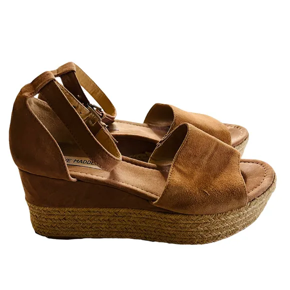 Steve Madden Apolo Suede Leather Espadrille Platform Sandals Size 9.5
