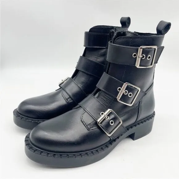 STEVE MADDEN Arlette Triple Buckle Moto Boots size 6 NEW without box