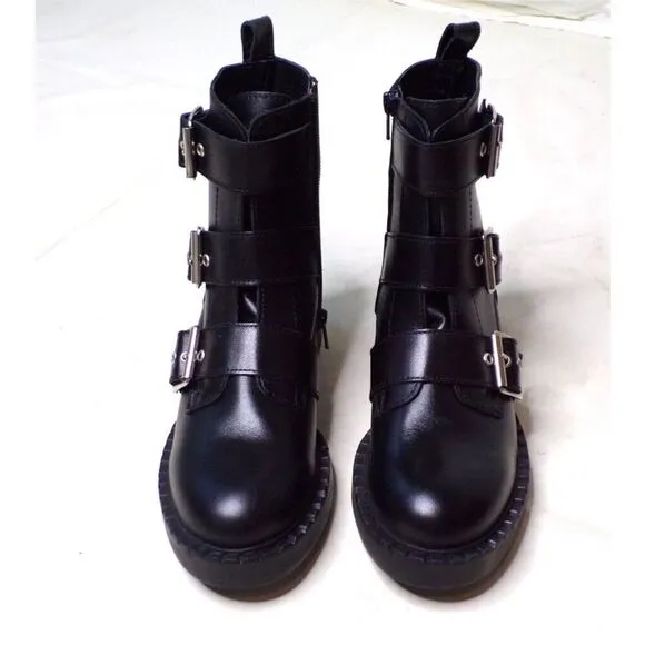 STEVE MADDEN Arlette Triple Buckle Moto Boots size 6 NEW without box