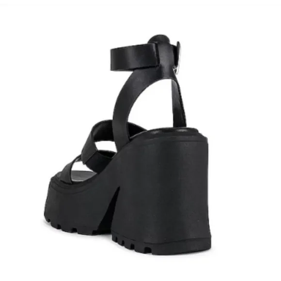 Steve Madden Black Chunky Abbot Platform Leather Sandals NEW Size 11