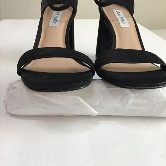 Steve Madden Black Suede Dillion Black Heel Sandals Size 9 1/2
