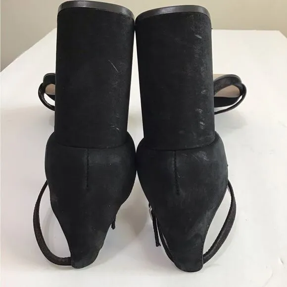 Steve Madden Black Suede Dillion Black Heel Sandals Size 9 1/2