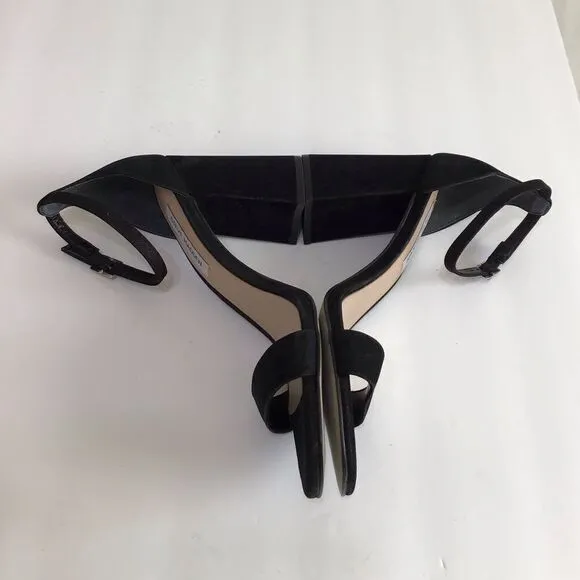 Steve Madden Black Suede Dillion Black Heel Sandals Size 9 1/2