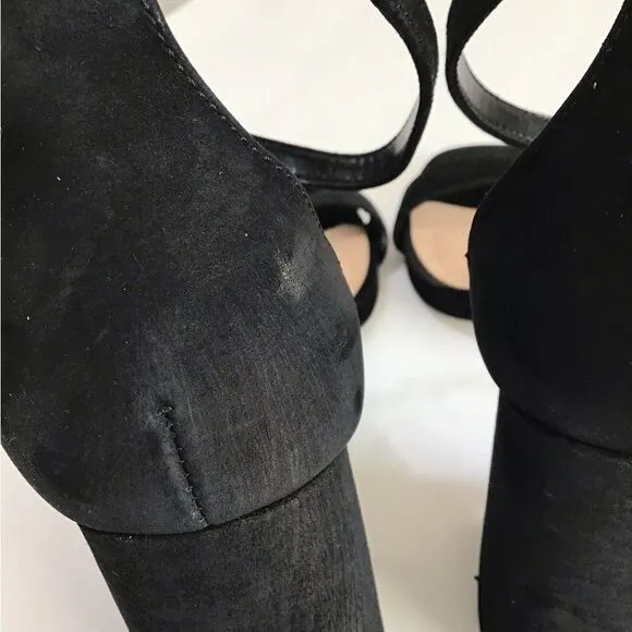 Steve Madden Black Suede Dillion Black Heel Sandals Size 9 1/2