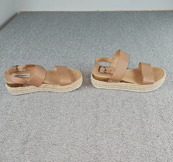 STEVE MADDEN Catia Natural Womens Espadrille Flatform Sandals Sz 8M sping summer