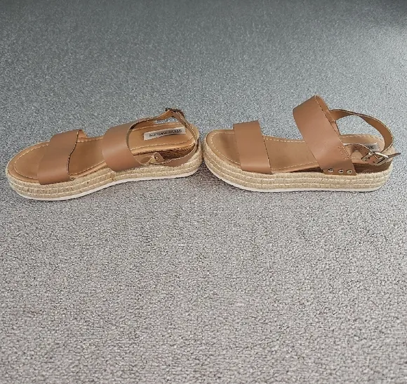 STEVE MADDEN Catia Natural Womens Espadrille Flatform Sandals Sz 8M sping summer