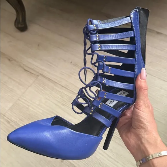 Steve Madden Cobalt Blue Strappy Stiletto Heels NWT