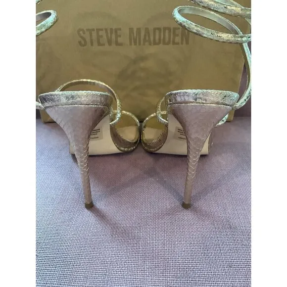 Steve Madden Exotica Sandal in Gold Snake 7 with Box Womens High Heels