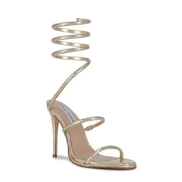 Steve Madden Exotica Sandal in Gold Snake 7 with Box Womens High Heels