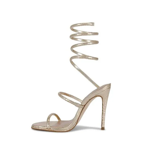 Steve Madden Exotica Sandal in Gold Snake 7 with Box Womens High Heels