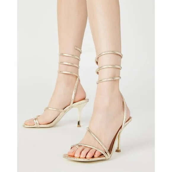 Steve Madden Exotica Sandal in Gold Snake 7 with Box Womens High Heels