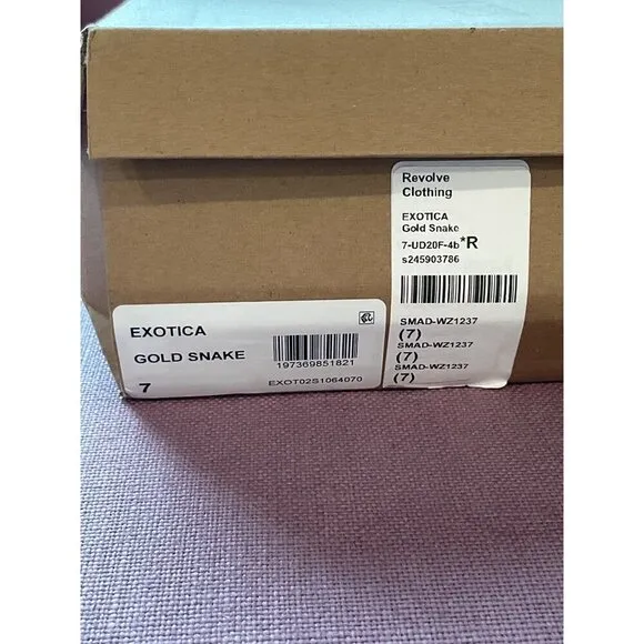 Steve Madden Exotica Sandal in Gold Snake 7 with Box Womens High Heels