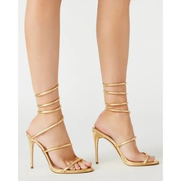 Steve Madden Exotica Sandal in Gold Snake 7 with Box Womens High Heels