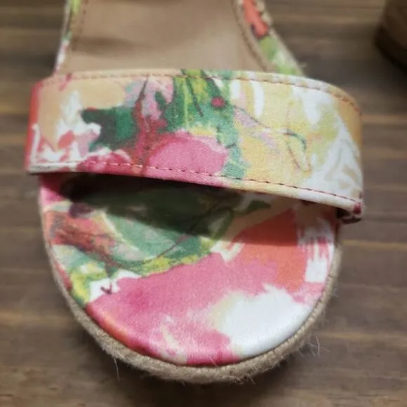 Steve Madden Floral &quot;Montaukk&quot; Espadrille Platform Wedge Heeled Sandals Size 6.5