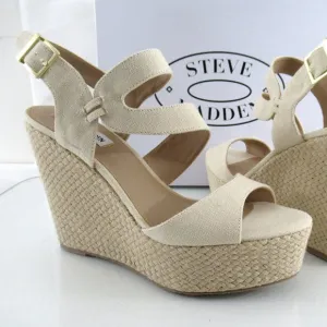 Steve Madden Jenny Espadrille Wedge Heels Sandals Natural Size 9.5