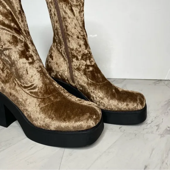 Steve Madden Klayton Velvet Square Toe Heeled Boot 8M