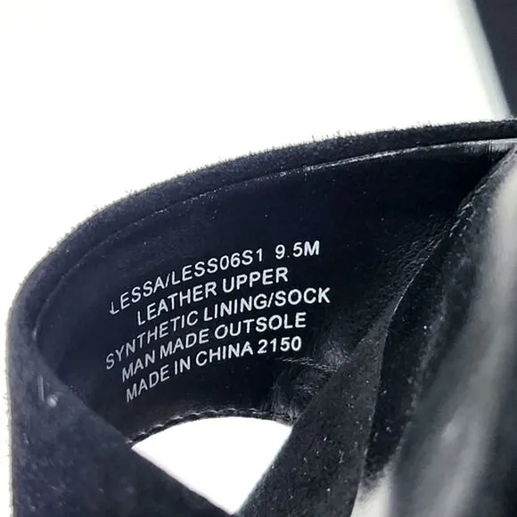 Steve Madden Lessa Black Suede Platform Block Heel Sandals Womens Size 9.5 Black