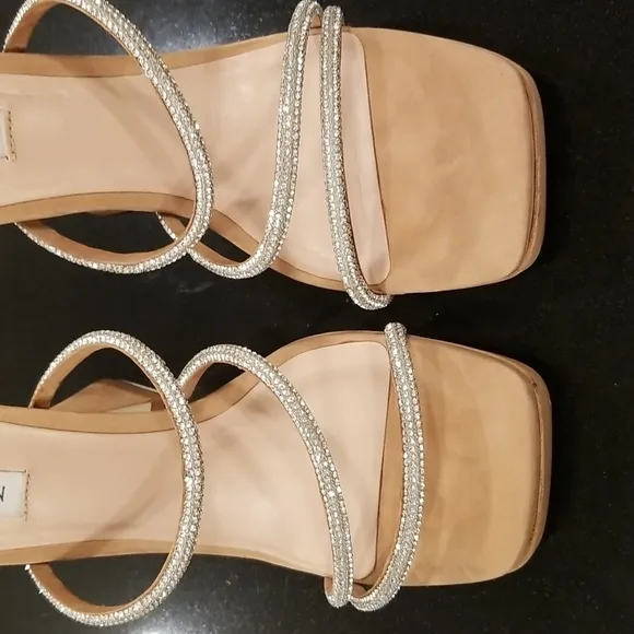 💕STEVE MADDEN💕 Libbie Camel Nubuck Rhinestone High Heel Platform Sandals ~ 11