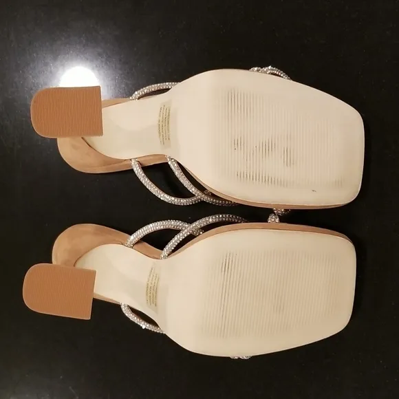 💕STEVE MADDEN💕 Libbie Camel Nubuck Rhinestone High Heel Platform Sandals ~ 11