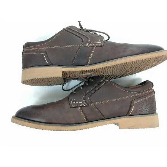 Steve Madden Mens Dress Shoes Sz 10.5 Lanister Oxfords Lace Up Brown Leather EUC