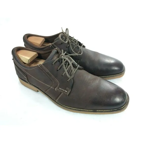 Steve Madden Mens Dress Shoes Sz 10.5 Lanister Oxfords Lace Up Brown Leather EUC