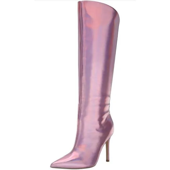 Steve Madden Sarina Boots US 8. Pink Iridescent Pointed-Toe Sabrina carpenter