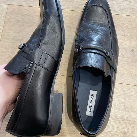 Steve Madden Sherman Men'sBlack Loafer Dress Shoes Leather Size 13