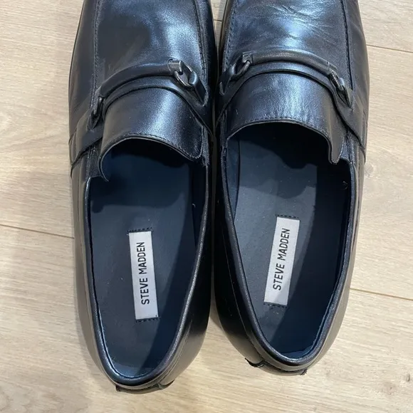 Steve Madden Sherman Men'sBlack Loafer Dress Shoes Leather Size 13