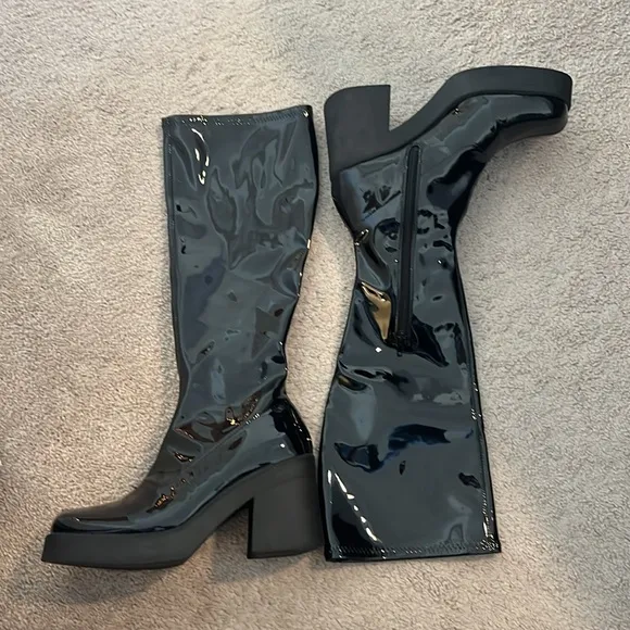 Steve Madden Shiny Go Go Platform Heeled Boots Klarisa