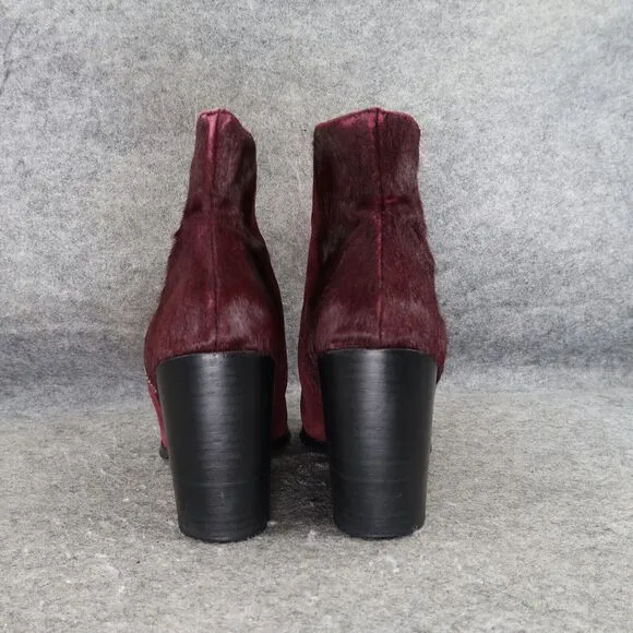 Steve Madden Shoes Womens 7 Booties Leather Cow Hair Fur Tstudio Block Heel Zip