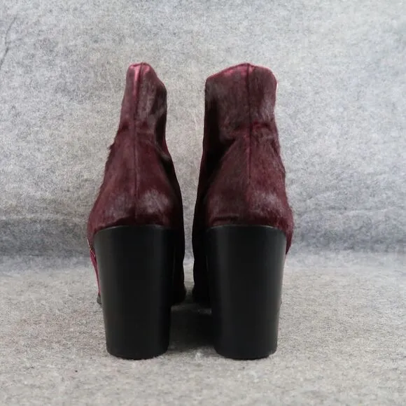 Steve Madden Shoes Womens 7 Booties Leather Cow Hair Fur Tstudio Block Heel Zip