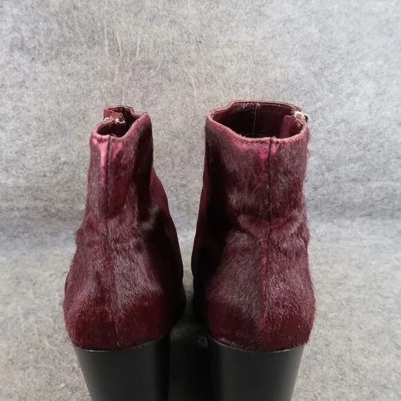 Steve Madden Shoes Womens 7 Booties Leather Cow Hair Fur Tstudio Block Heel Zip
