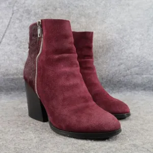 Steve Madden Shoes Womens 7 Booties Leather Cow Hair Fur Tstudio Block Heel Zip