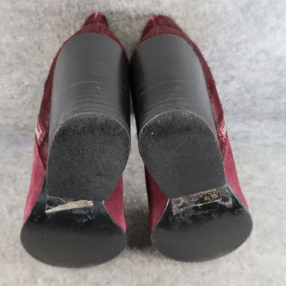Steve Madden Shoes Womens 7 Booties Leather Cow Hair Fur Tstudio Block Heel Zip