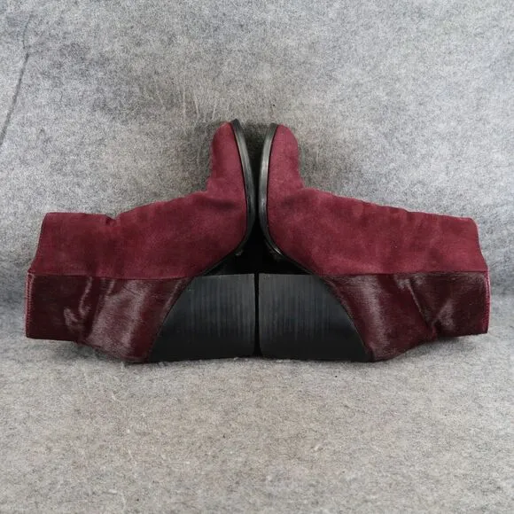 Steve Madden Shoes Womens 7 Booties Leather Cow Hair Fur Tstudio Block Heel Zip