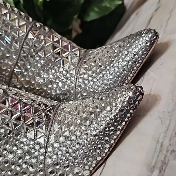 Steve Madden Silver Rhinestone Embellished Women's Boots 8.5